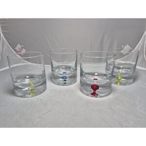 💥 Vtg 4 KROSNO Suspended Bubble Base Tumbler Cocktail Glasses RARE